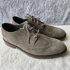 NEW Clarks Men's Paulson Leather Suede Wingtip Oxfords Size 12M Gray‎ Lace Up